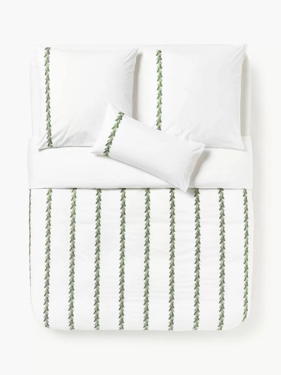 Weihnachtsbettwäsche | Bettwäsche-Westwing Collection Baumwoll-Bettdeckenbezug Evan mit Weihnachtsstickerei