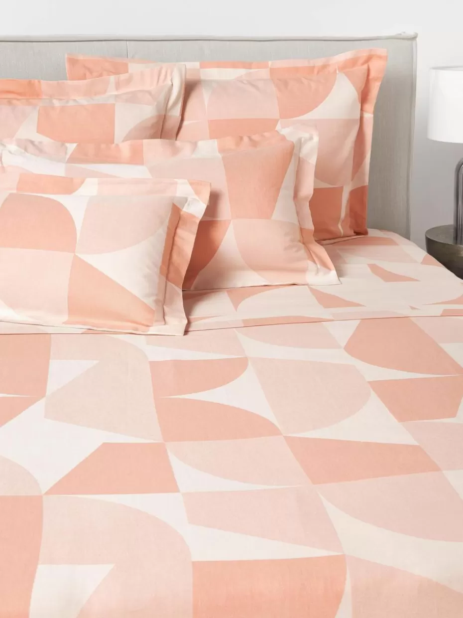 Betttücher-Westwing Collection Baumwoll-Betttuch Elinor mit geometrischem Muster Peachtöne