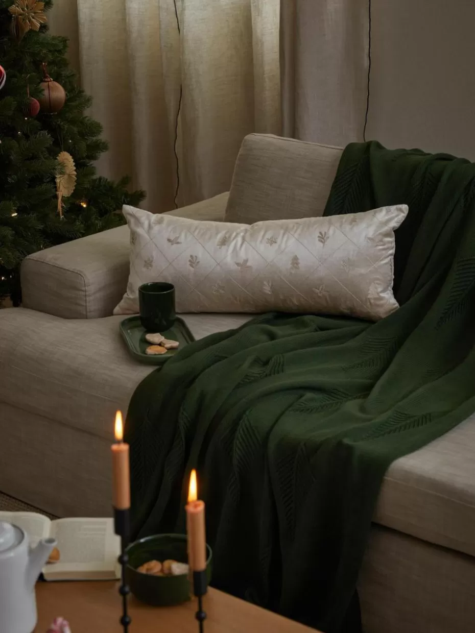 Weihnachtliche Decken & Plaids | Decken & Plaids-Westwing Collection Baumwolldecke Beryl mit winterlichem Motiv Dunkelgrün