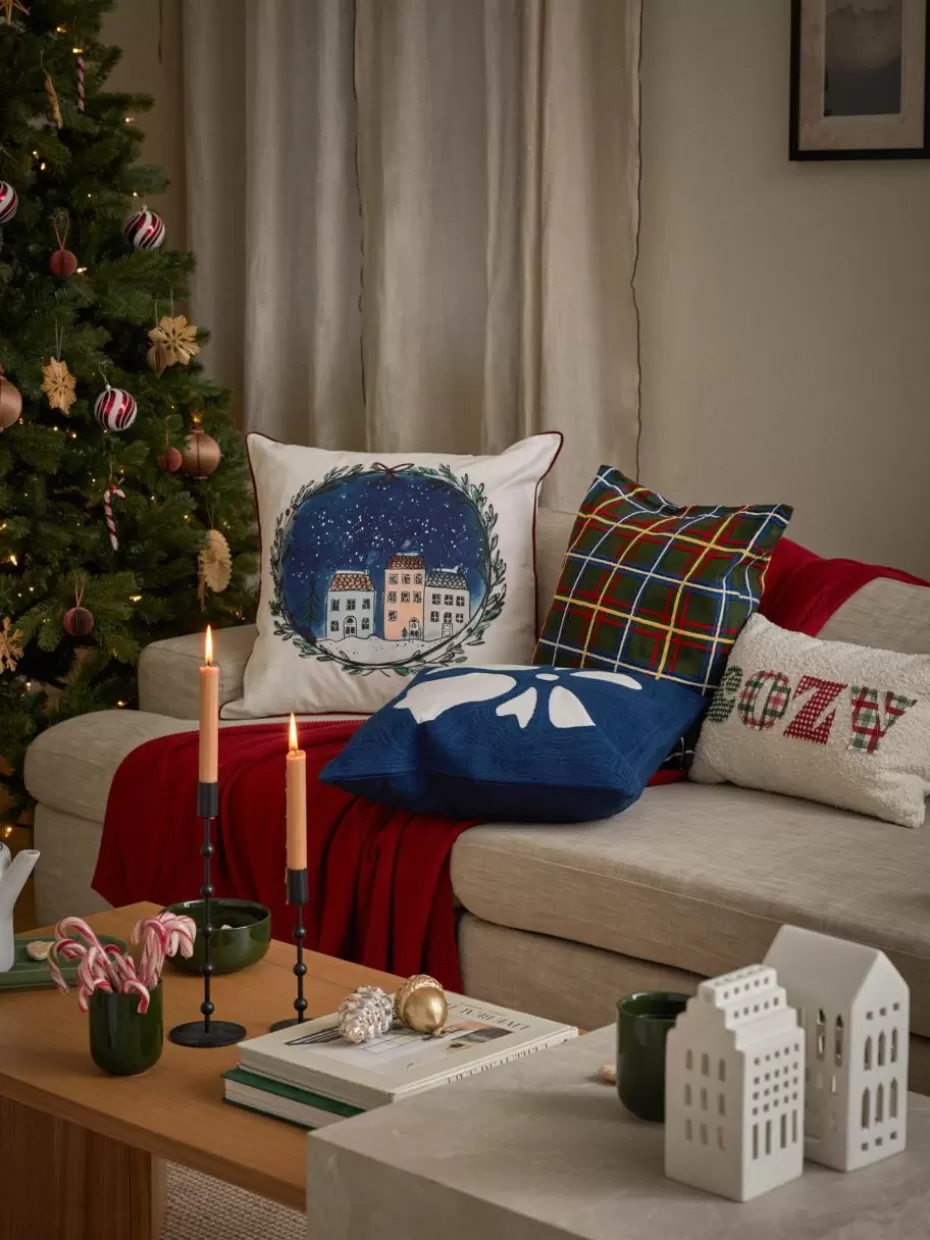 Weihnachtliche Decken & Plaids | Decken & Plaids-Westwing Collection Baumwolldecke Beryl mit winterlichem Motiv Rot