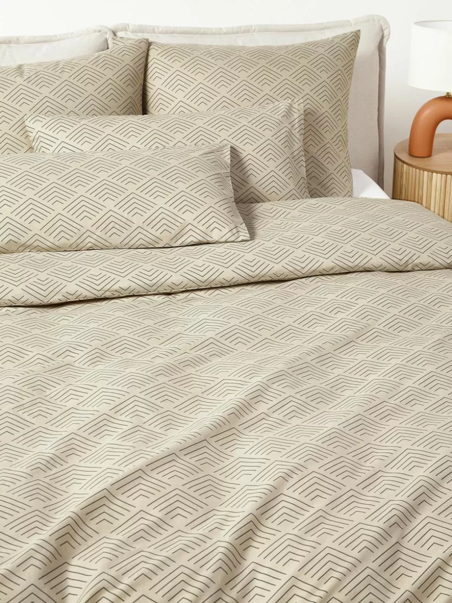Kopfkissenbezüge-Westwing Collection Baumwoll-Kissenbezug Milano mit grafischem Muster Beige