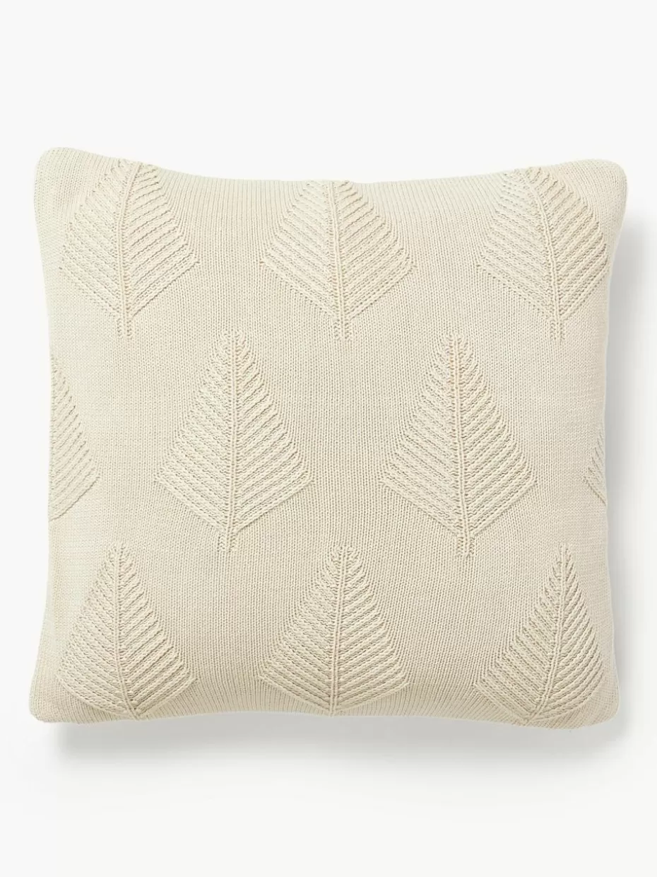 Weihnachtskissen | Dekokissen-Westwing Collection Baumwoll-Kissenhülle Beryl mit winterlichem Motiv Hellbeige