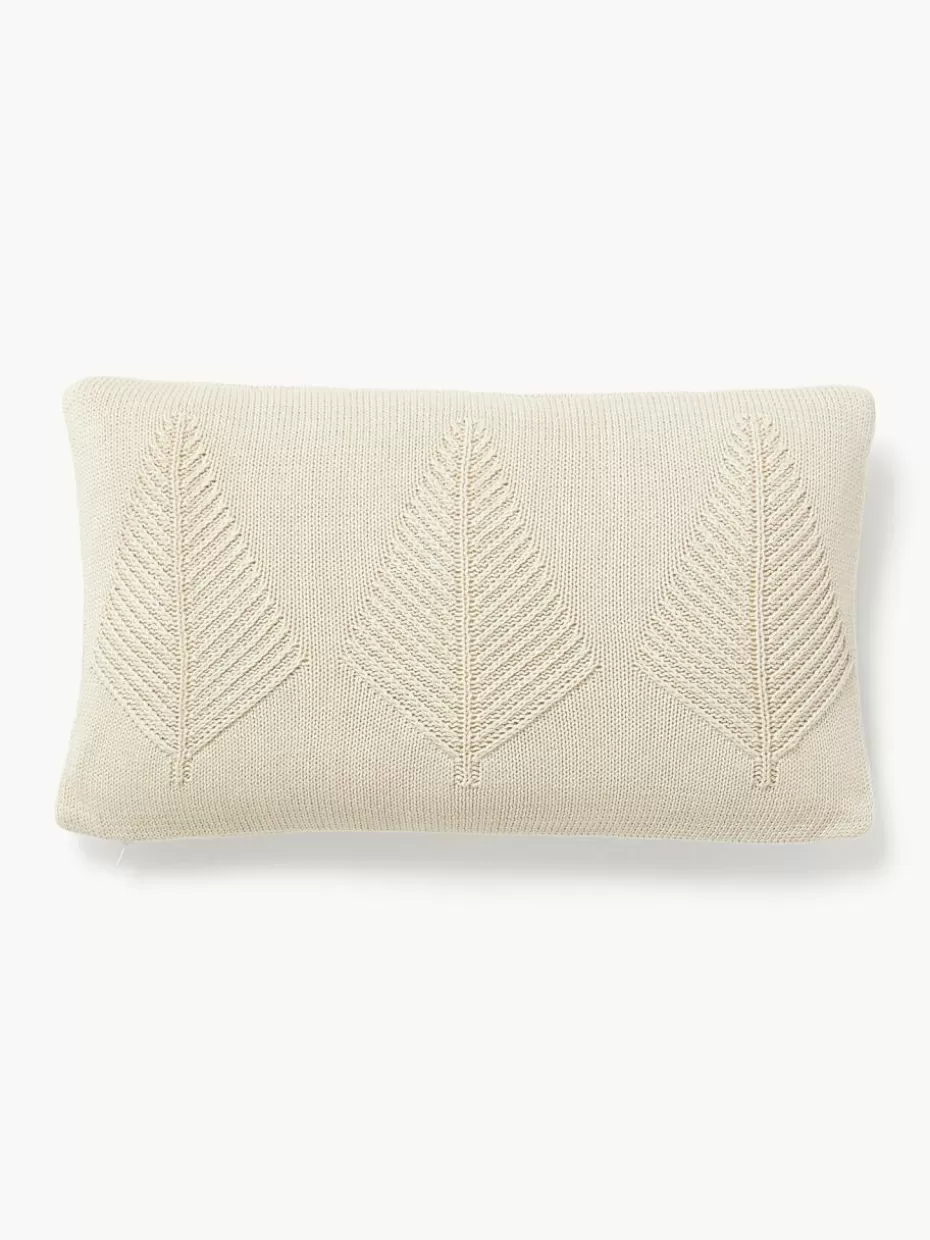 Weihnachtskissen | Romantische Details-Westwing Collection Baumwoll-Kissenhülle Beryl mit winterlichem Motiv Hellbeige