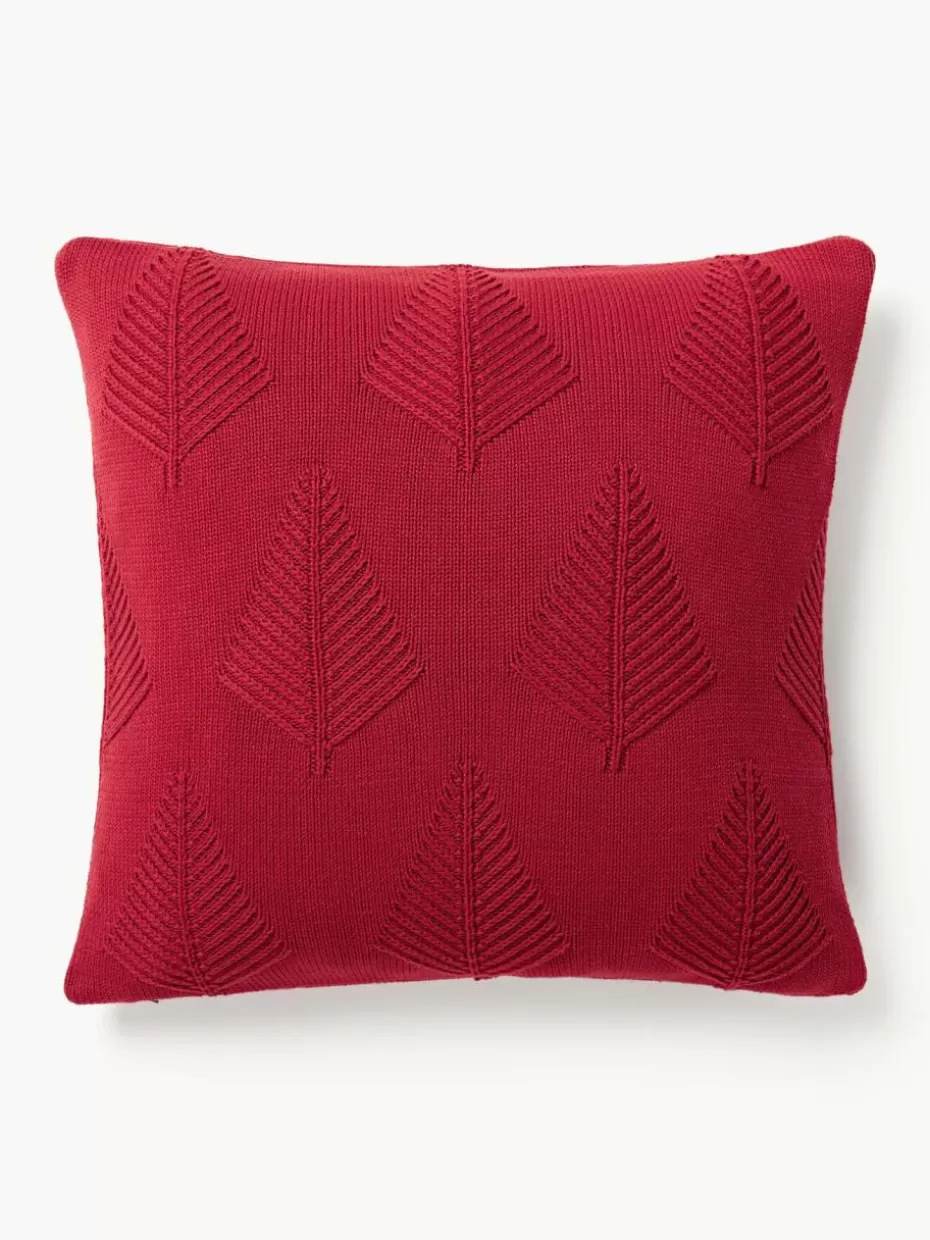 Weihnachtskissen | Dekokissen-Westwing Collection Baumwoll-Kissenhülle Beryl mit winterlichem Motiv Rot
