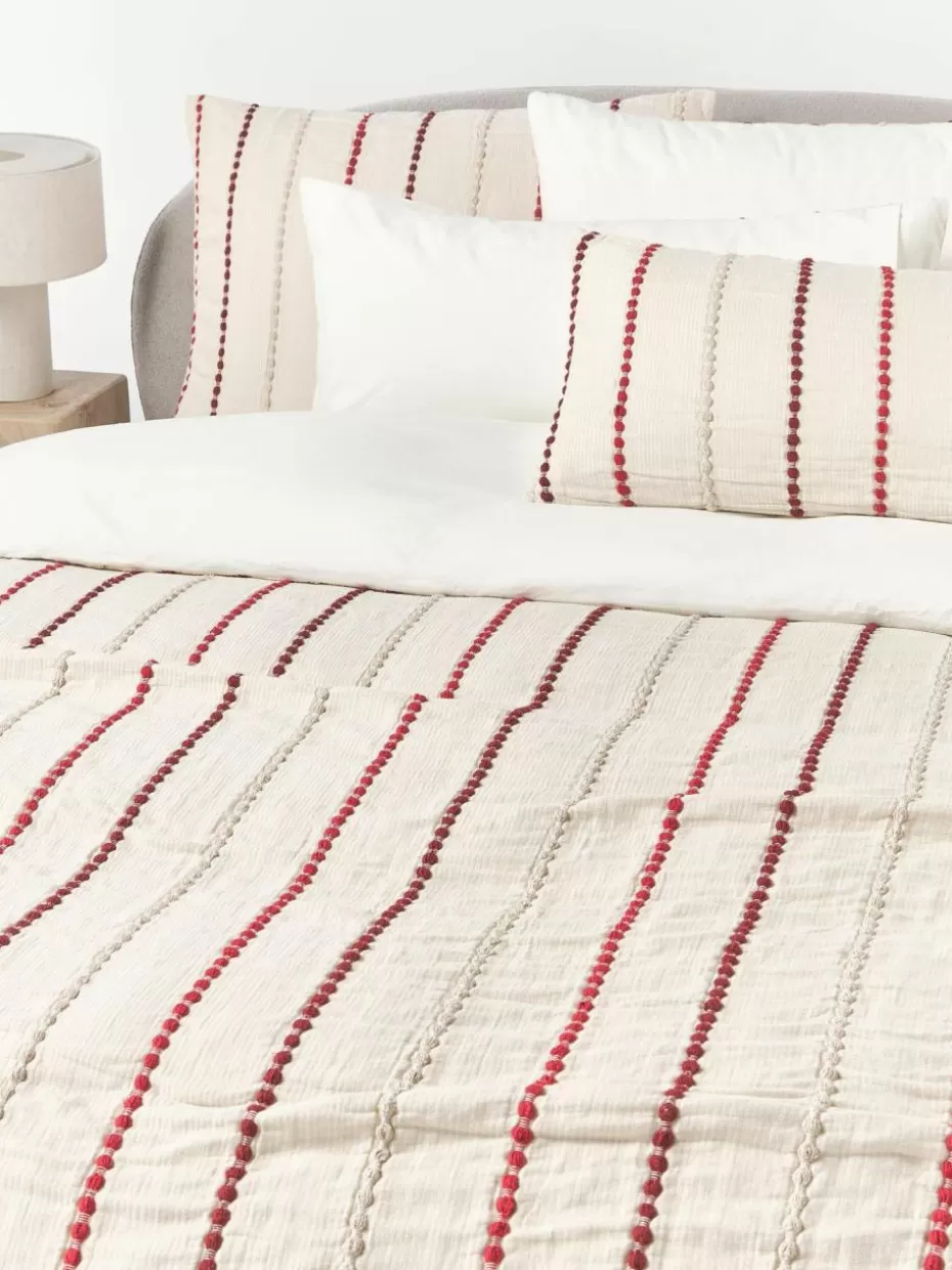 Weihnachtsbettwäsche | Bettwäsche-Westwing Collection Baumwollperkal-Bettdeckenbezug Arabella Rottöne, Cremeweiß