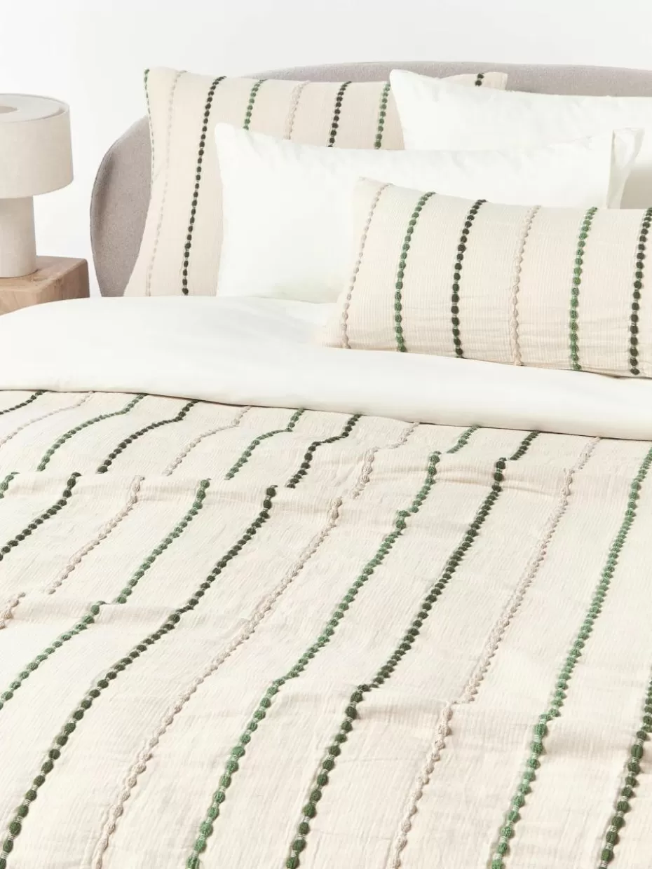 Weihnachtsbettwäsche | Bettwäsche-Westwing Collection Baumwollperkal-Bettdeckenbezug Arabella Grüntöne, Cremeweiß