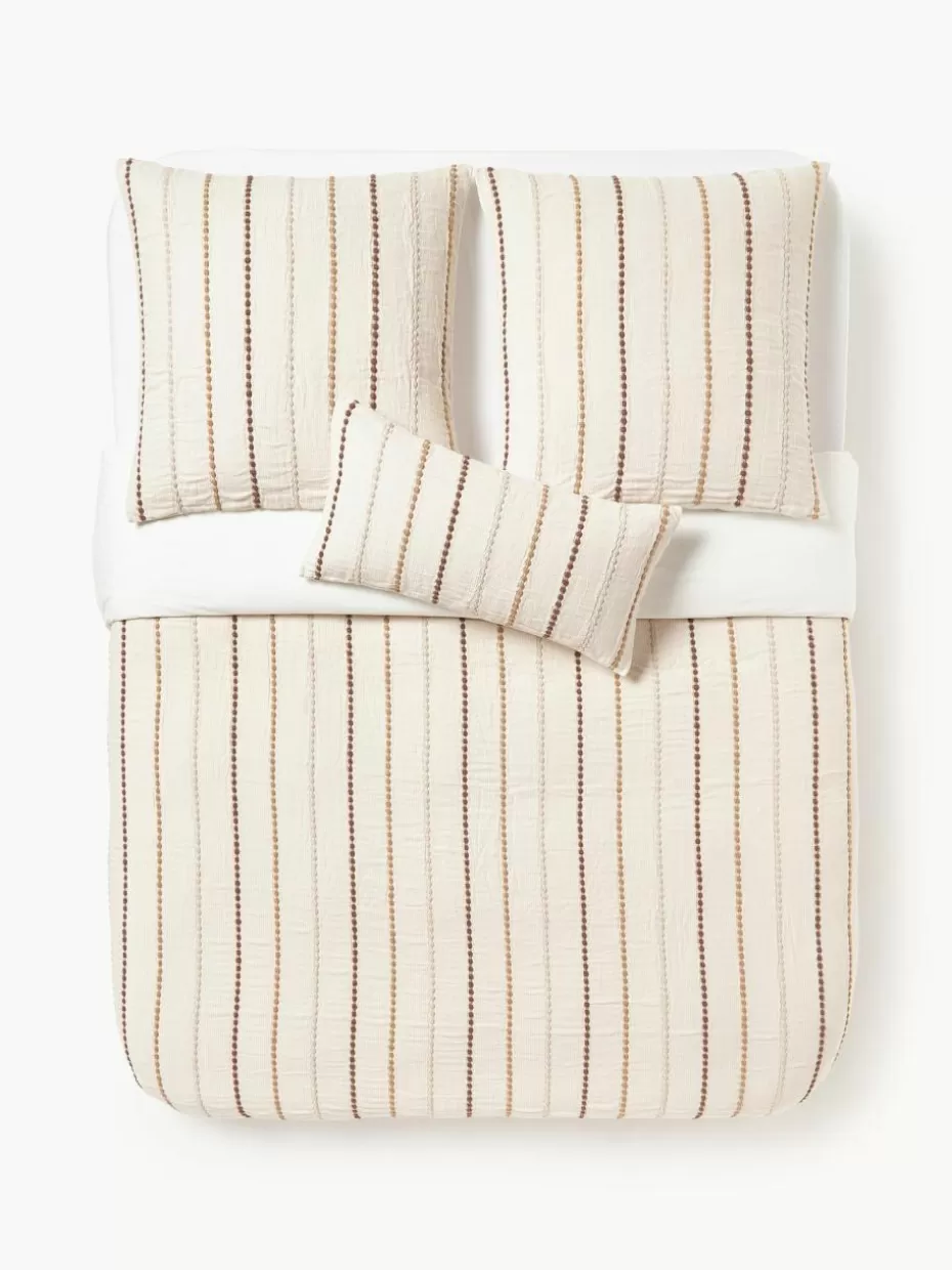 Weihnachtsbettwäsche | Bettwäsche-Westwing Collection Baumwollperkal-Bettdeckenbezug Arabella Brauntöne, Cremeweiß