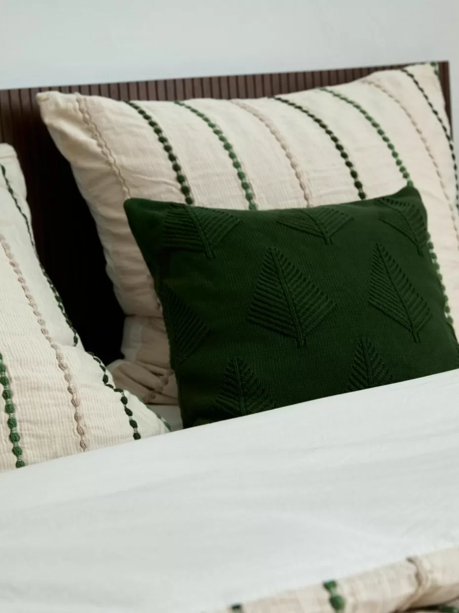 Weihnachtsbettwäsche | Bettwäsche-Westwing Collection Baumwollperkal-Bettdeckenbezug Arabella Grüntöne, Cremeweiß