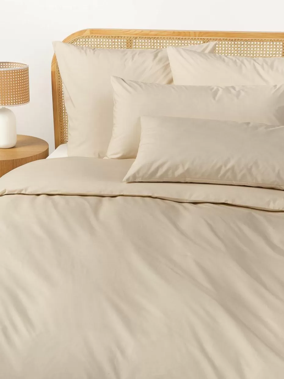 Bettwäsche-Westwing Collection Baumwollperkal-Bettdeckenbezug Elsie Beige