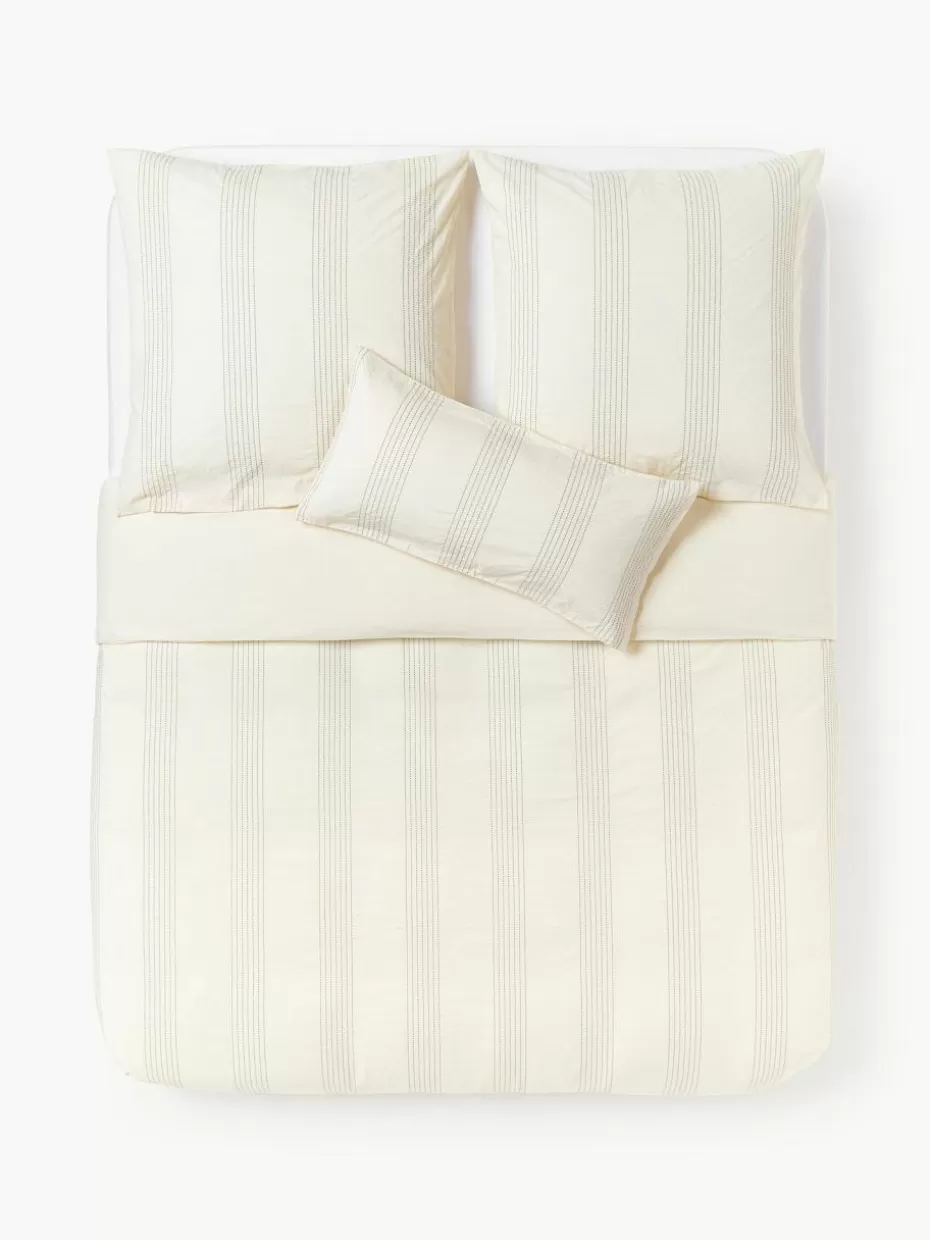 Bettwäsche-Westwing Collection Baumwollperkal-Bettdeckenbezug Graham Off White