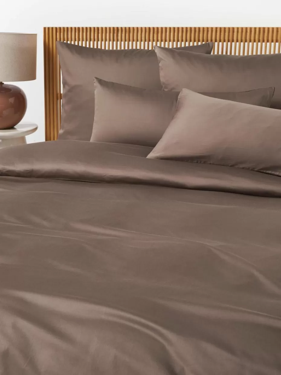 Bettwäsche-Westwing Collection Baumwollsatin-Bettdeckenbezug Comfort Dunkelbraun