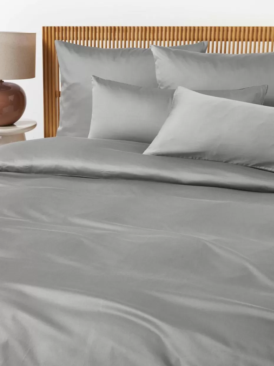 Bettwäsche-Westwing Collection Baumwollsatin-Bettdeckenbezug Comfort Dunkelgrau