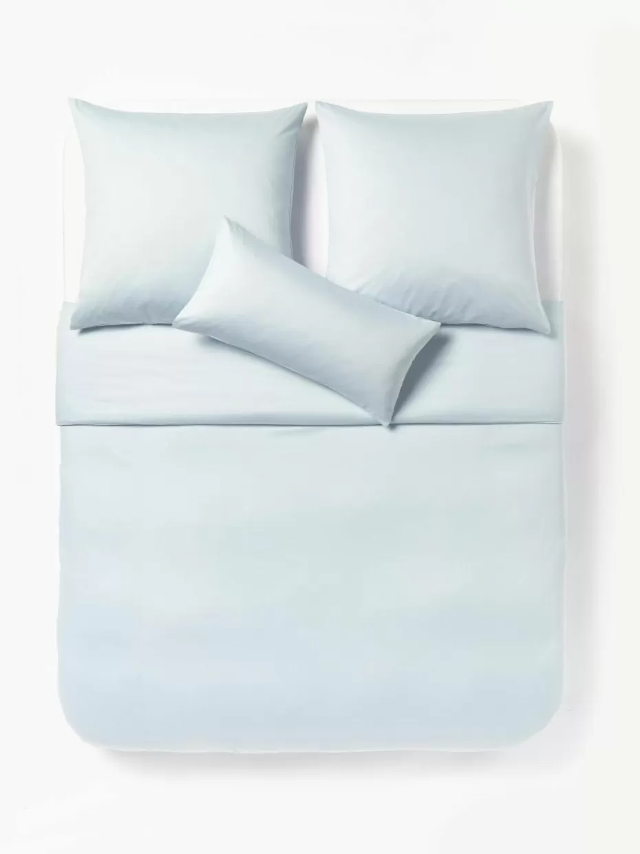 Bettwäsche-Westwing Collection Baumwollsatin-Bettdeckenbezug Comfort Hellblau