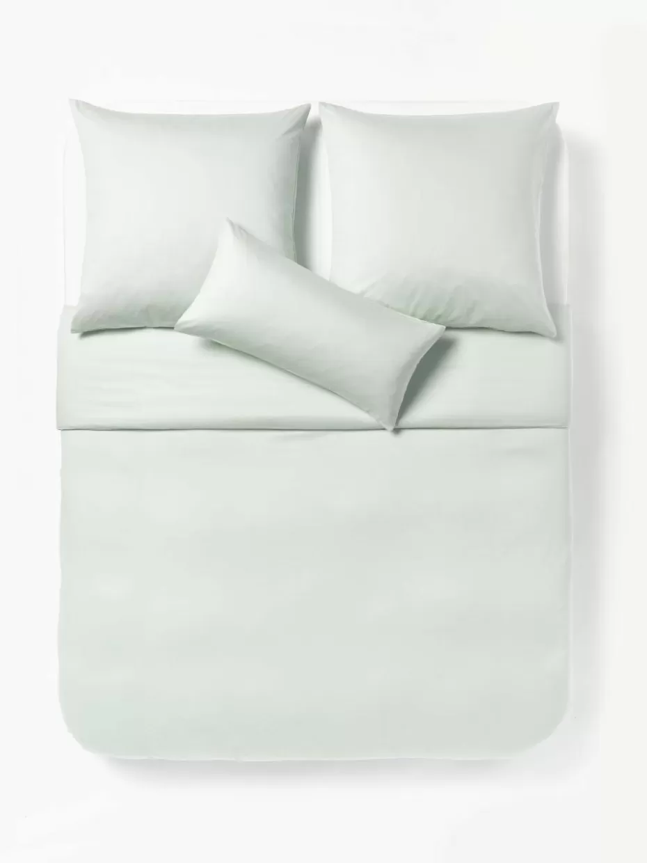 Bettwäsche-Westwing Collection Baumwollsatin-Bettdeckenbezug Comfort Salbeigrün