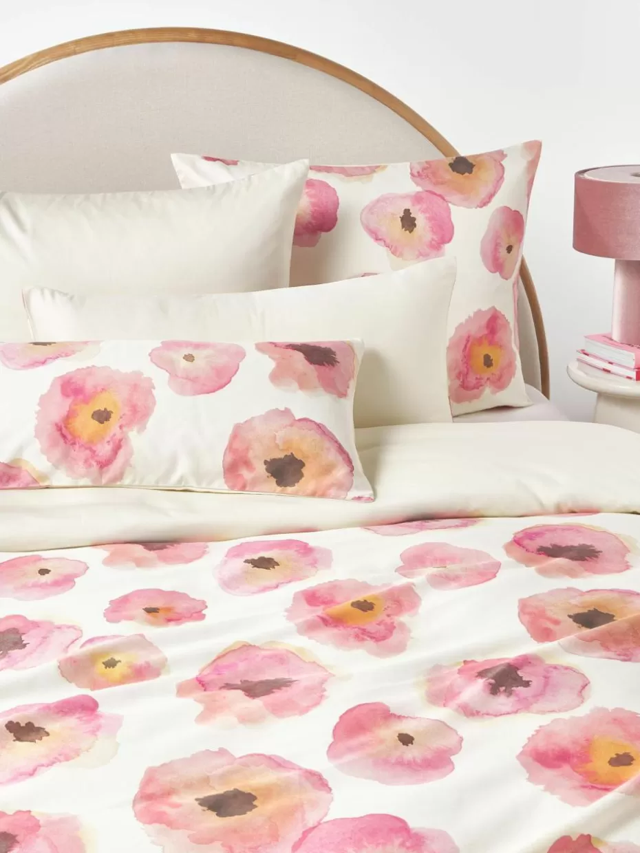 Bettwäsche-Westwing Collection Baumwollsatin-Bettdeckenbezug Fiorella mit Blumen-Print Cremeweiß, Mehrfarbig