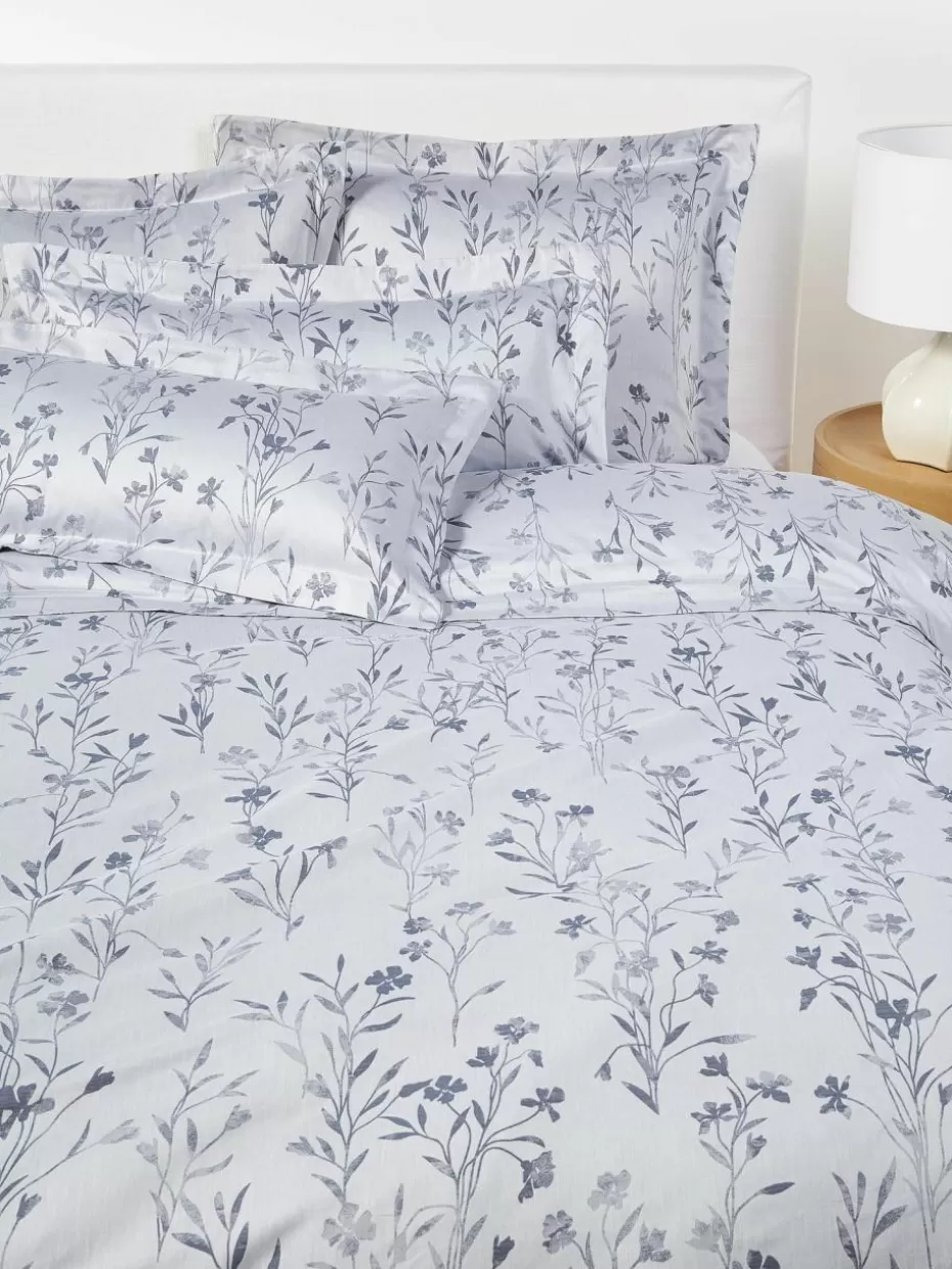 Bettwäsche-Westwing Collection Baumwollsatin-Bettdeckenbezug Hurley mit Jacquard-Muster Hellblau, Blau