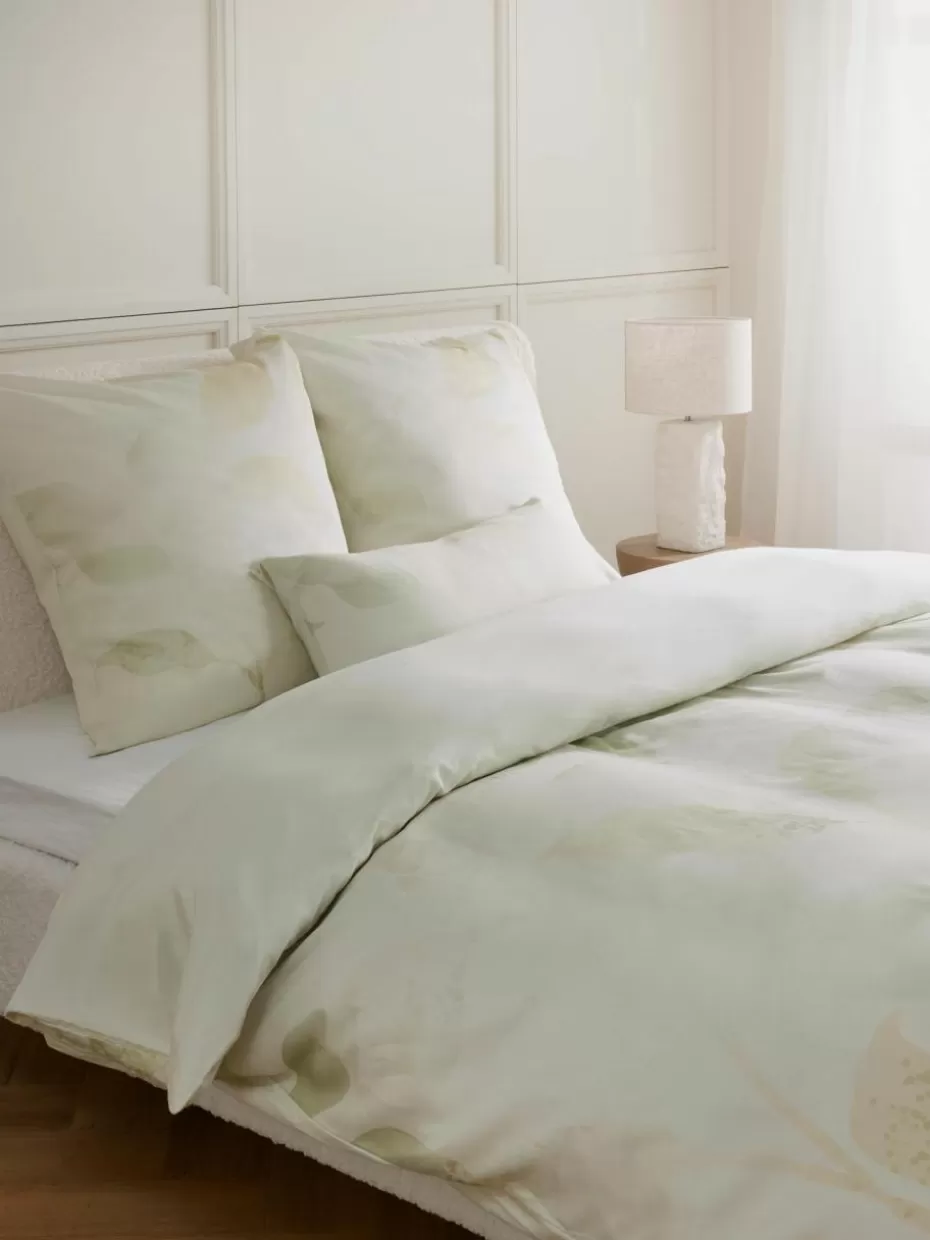 Bettwäsche-Westwing Collection Baumwollsatin-Bettdeckenbezug Marino mit floralem Print Grüntöne