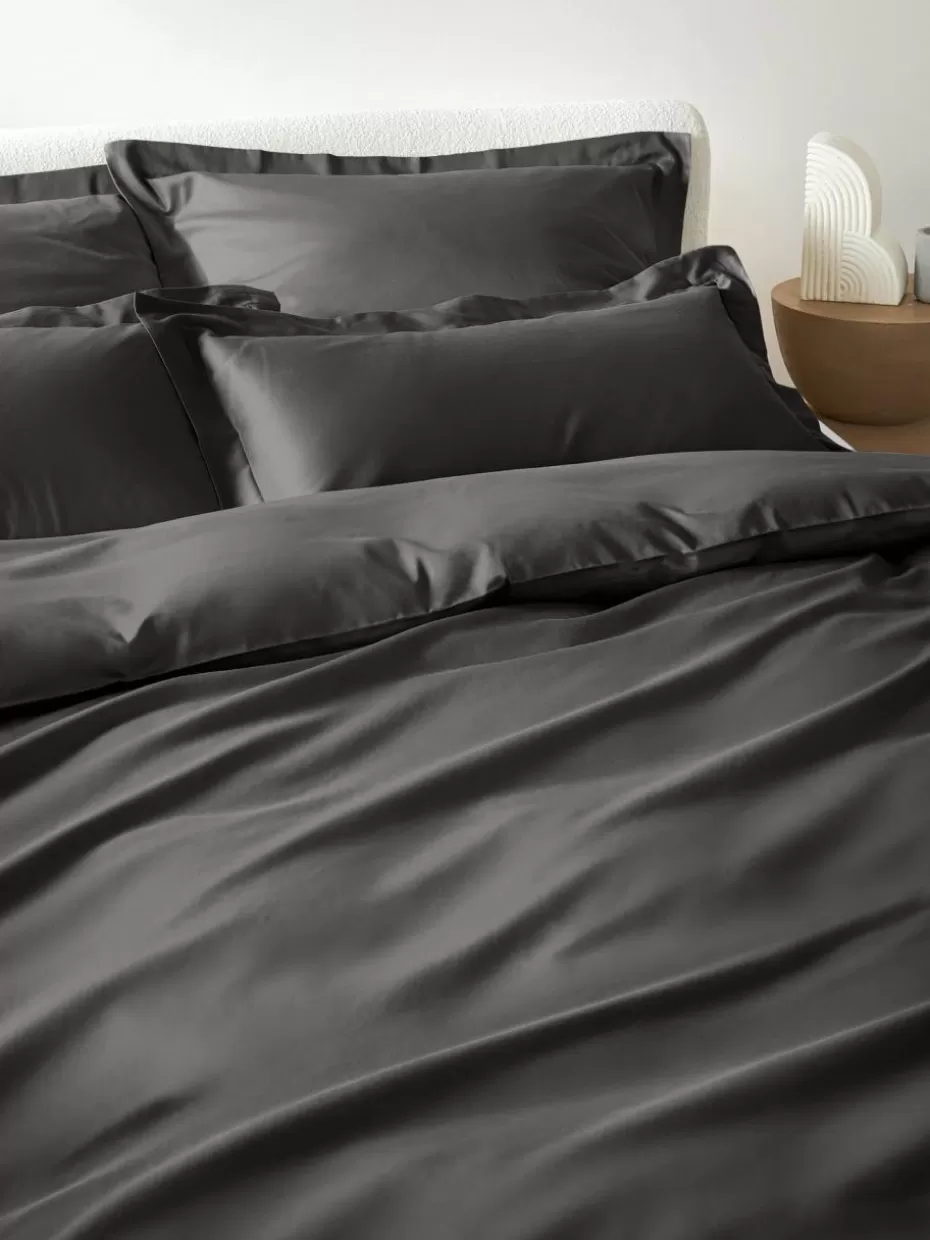 Bettwäsche-Westwing Collection Baumwollsatin-Bettdeckenbezug Premium Dunkelgrau