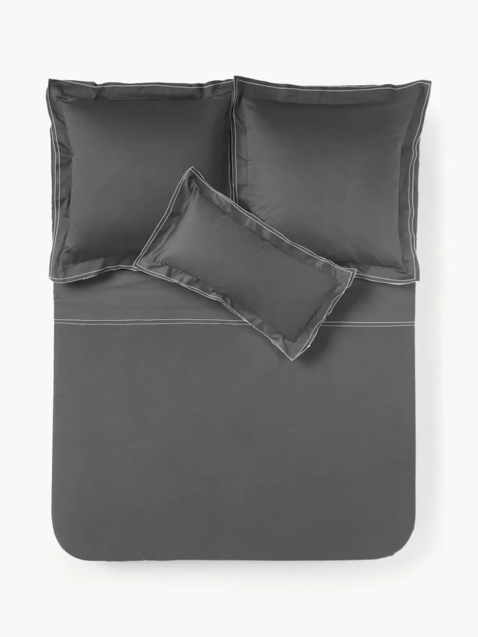 Betttücher-Westwing Collection Baumwollsatin-Betttuch Carlotta Anthrazit, Hellgrau