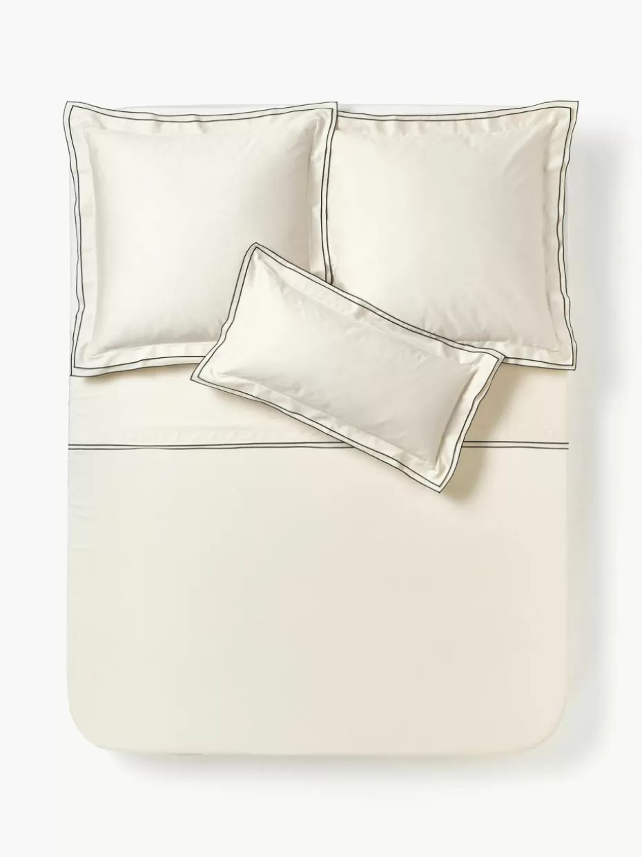 Betttücher-Westwing Collection Baumwollsatin-Betttuch Carlotta Weiß, Hellbeige