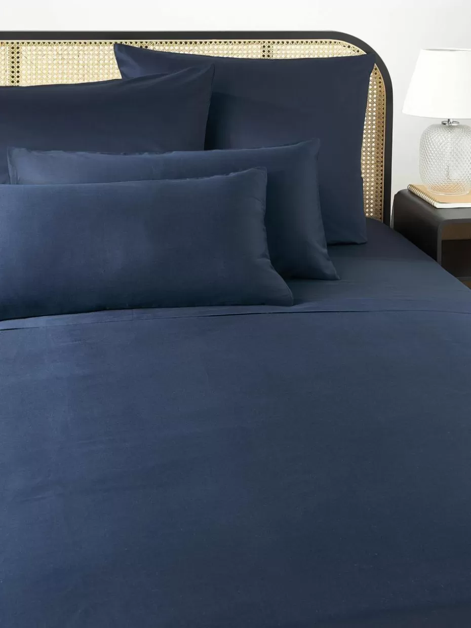 Betttücher-Westwing Collection Baumwollsatin-Betttuch Comfort Dunkelblau
