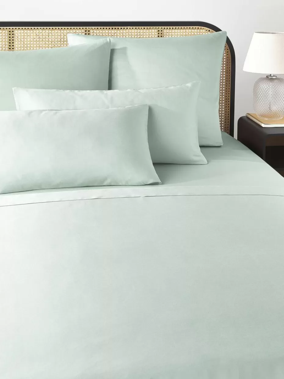 Betttücher-Westwing Collection Baumwollsatin-Betttuch Comfort Salbeigrün