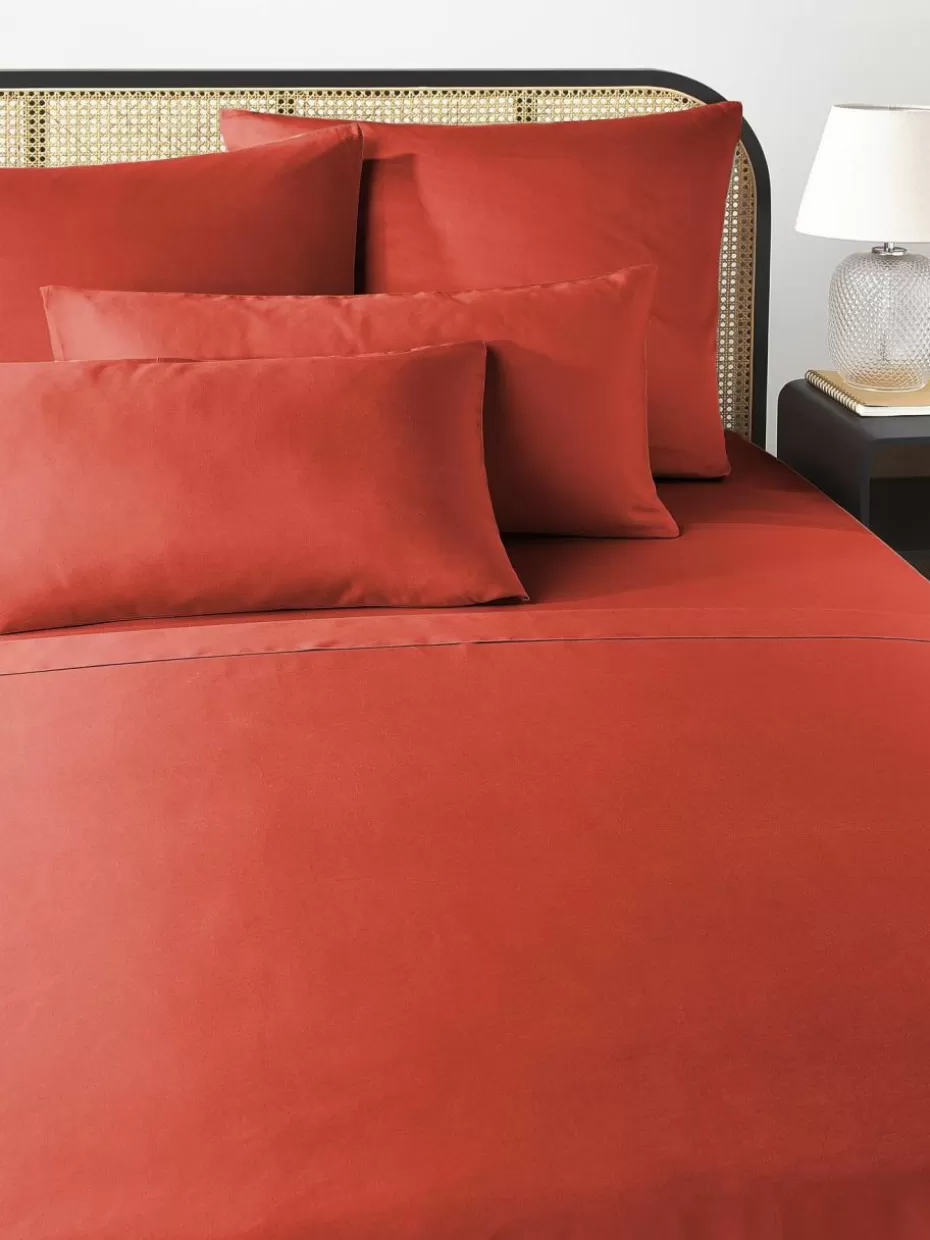 Betttücher-Westwing Collection Baumwollsatin-Betttuch Comfort Rostrot