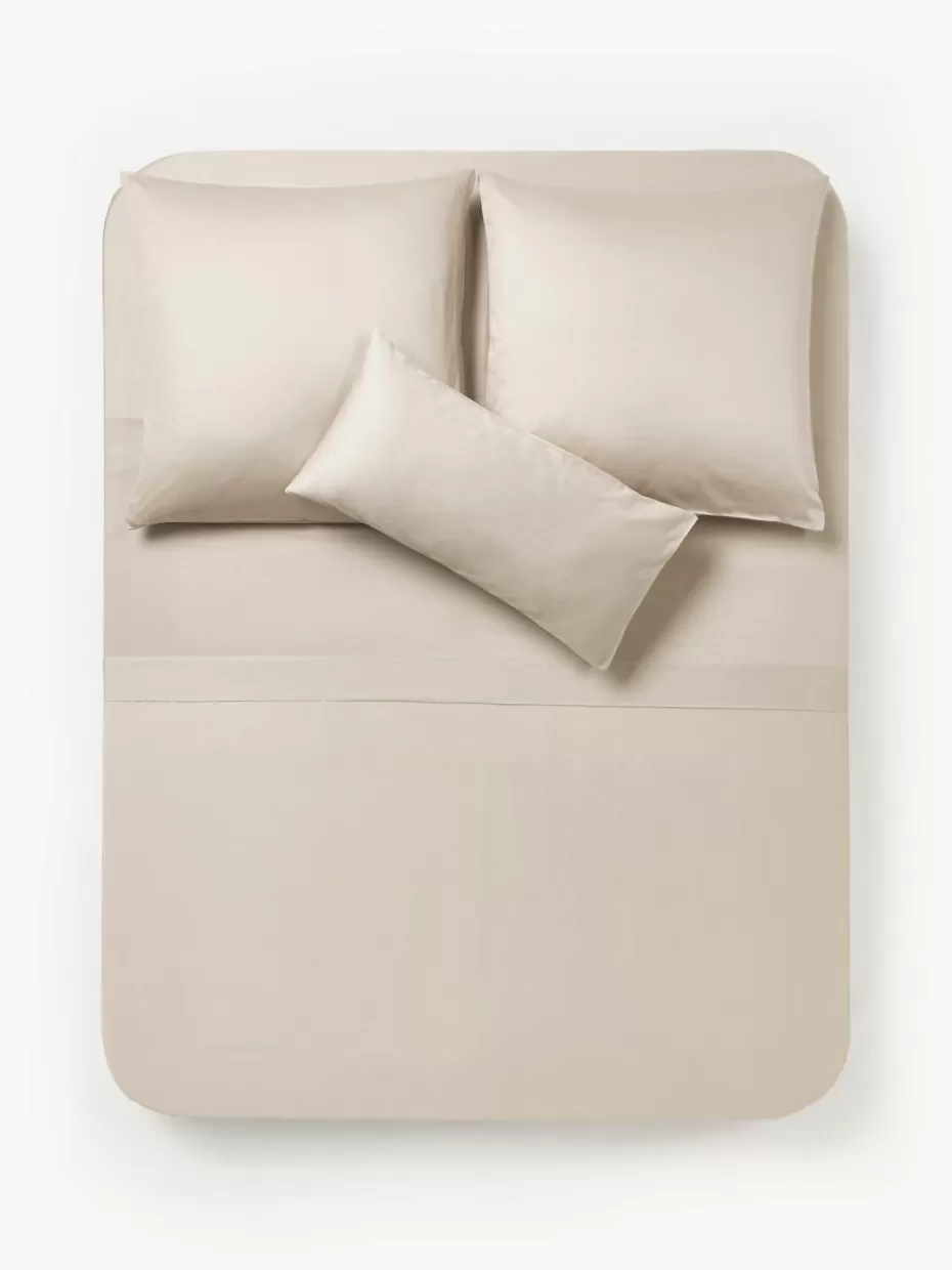 Betttücher-Westwing Collection Baumwollsatin-Betttuch Comfort Beige