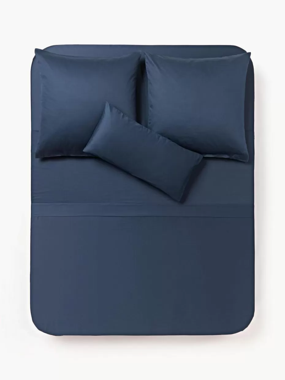 Betttücher-Westwing Collection Baumwollsatin-Betttuch Comfort Dunkelblau