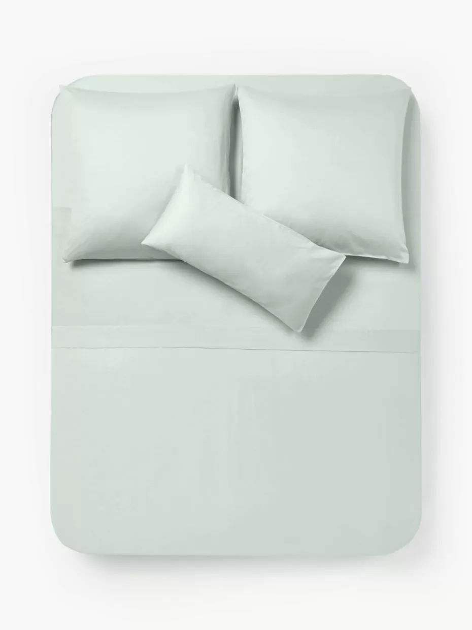 Betttücher-Westwing Collection Baumwollsatin-Betttuch Comfort Salbeigrün