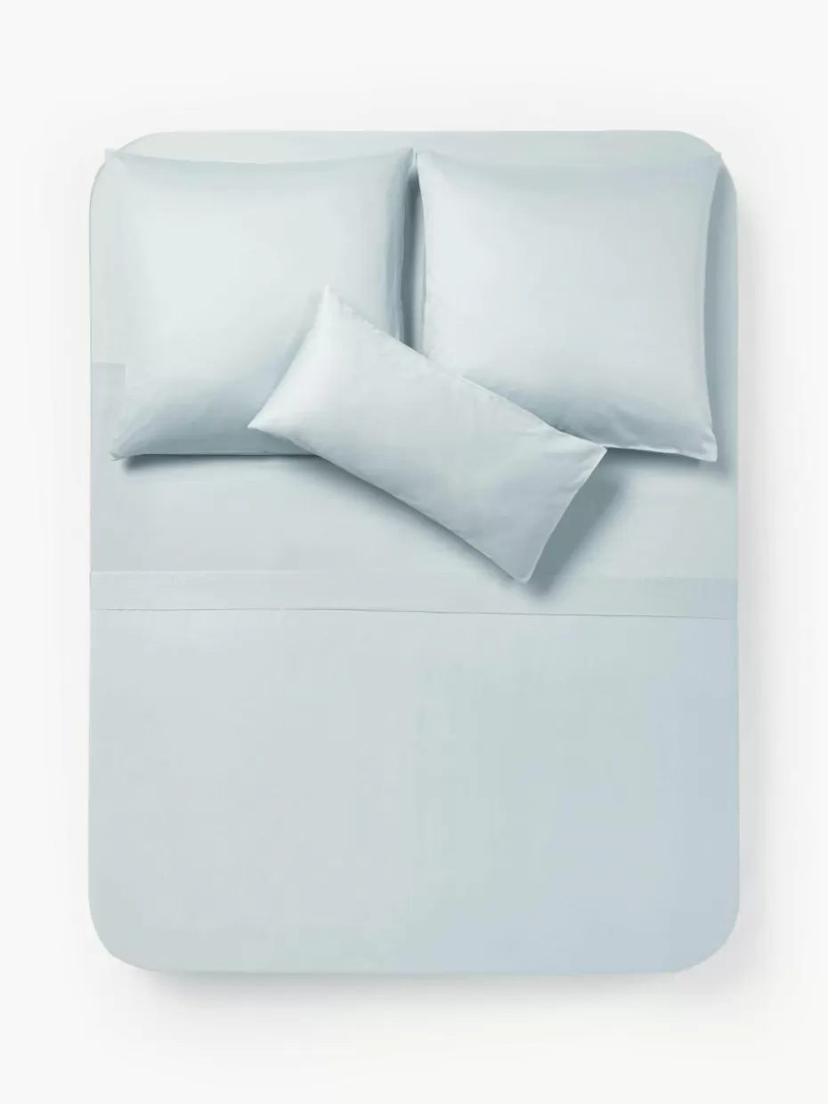 Betttücher-Westwing Collection Baumwollsatin-Betttuch Comfort Hellblau
