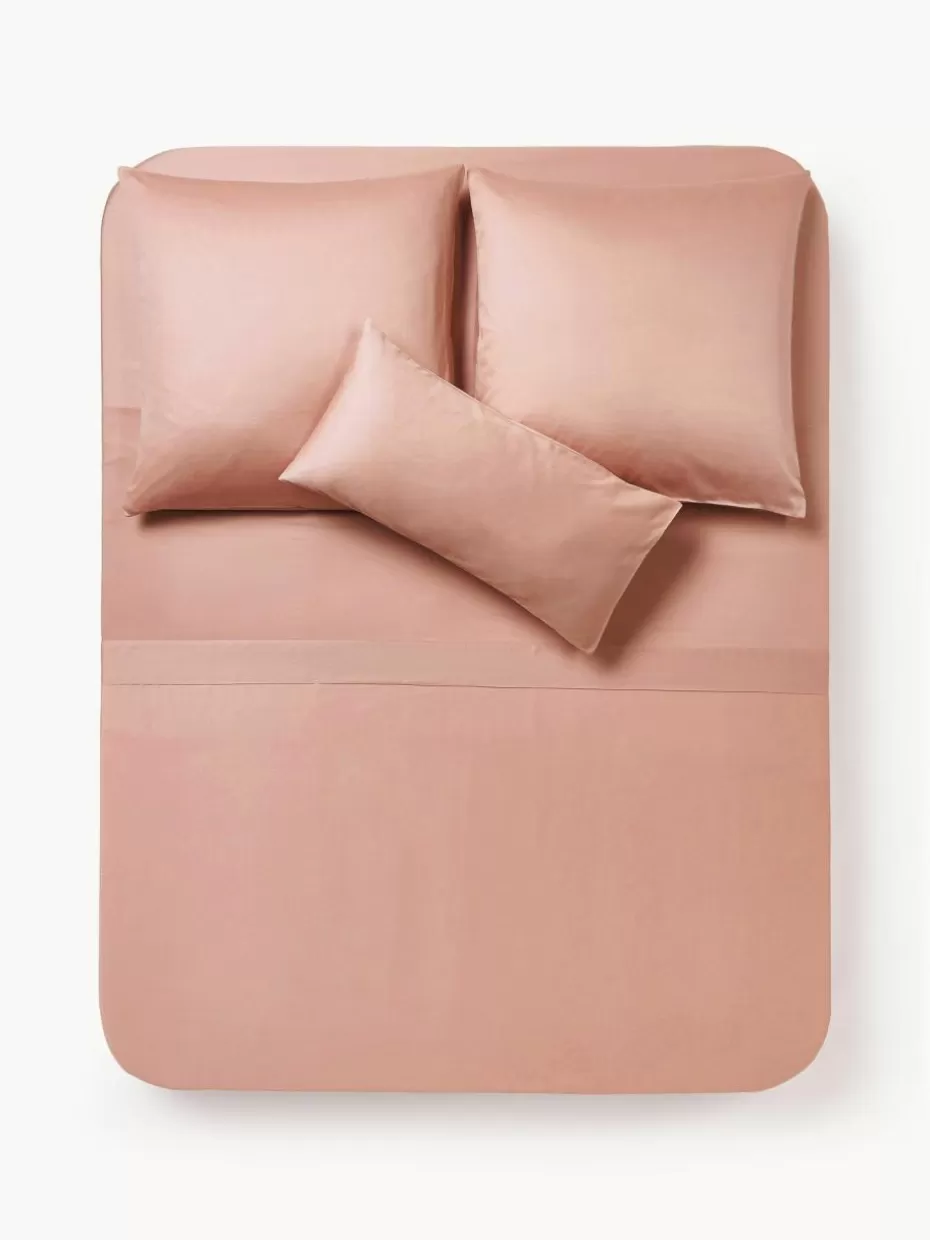 Betttücher-Westwing Collection Baumwollsatin-Betttuch Comfort Altrosa
