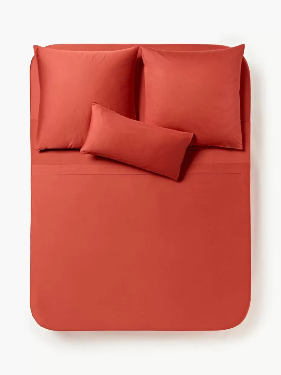Betttücher-Westwing Collection Baumwollsatin-Betttuch Comfort Rostrot