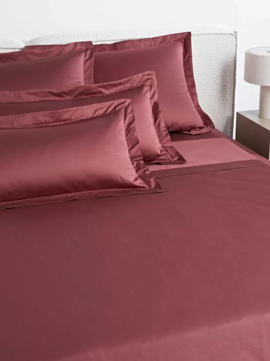 Betttücher-Westwing Collection Baumwollsatin-Betttuch Premium Weinrot