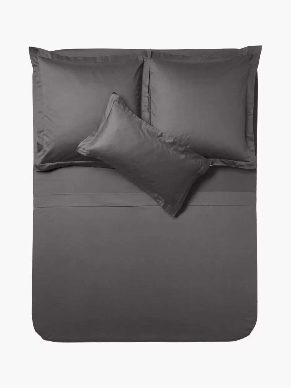 Betttücher-Westwing Collection Baumwollsatin-Betttuch Premium Anthrazit