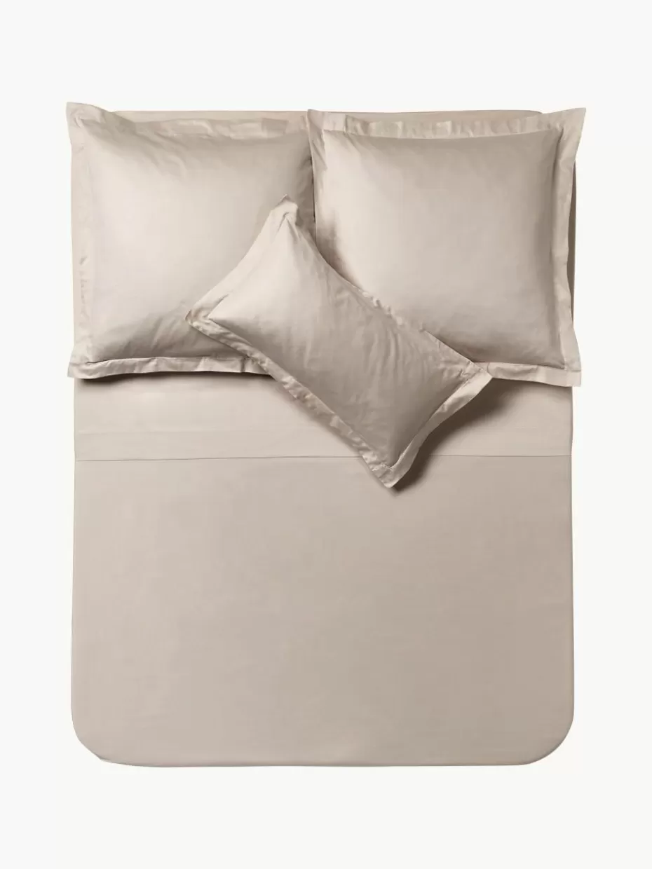 Betttücher-Westwing Collection Baumwollsatin-Betttuch Premium Beige