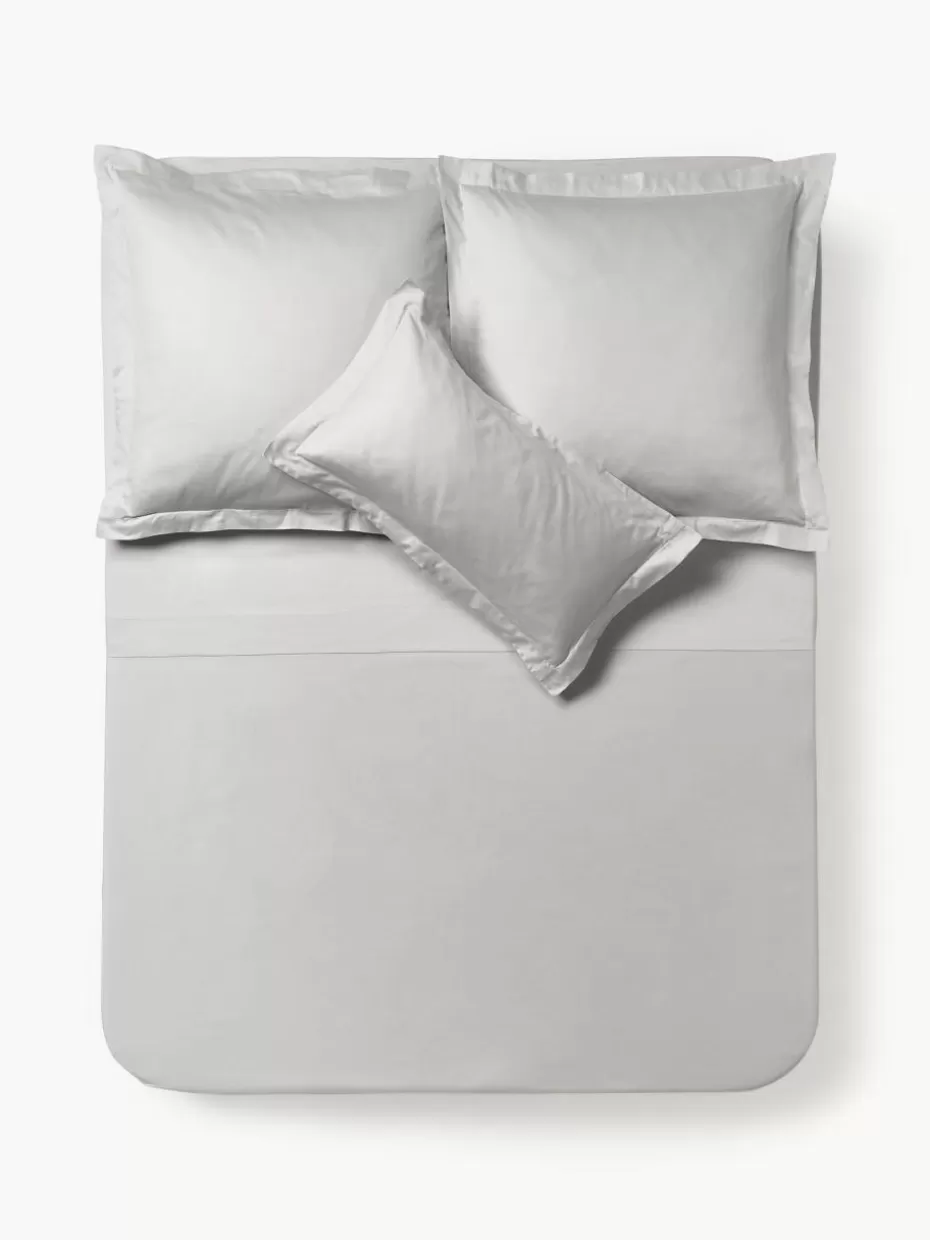 Betttücher-Westwing Collection Baumwollsatin-Betttuch Premium Hellgrau