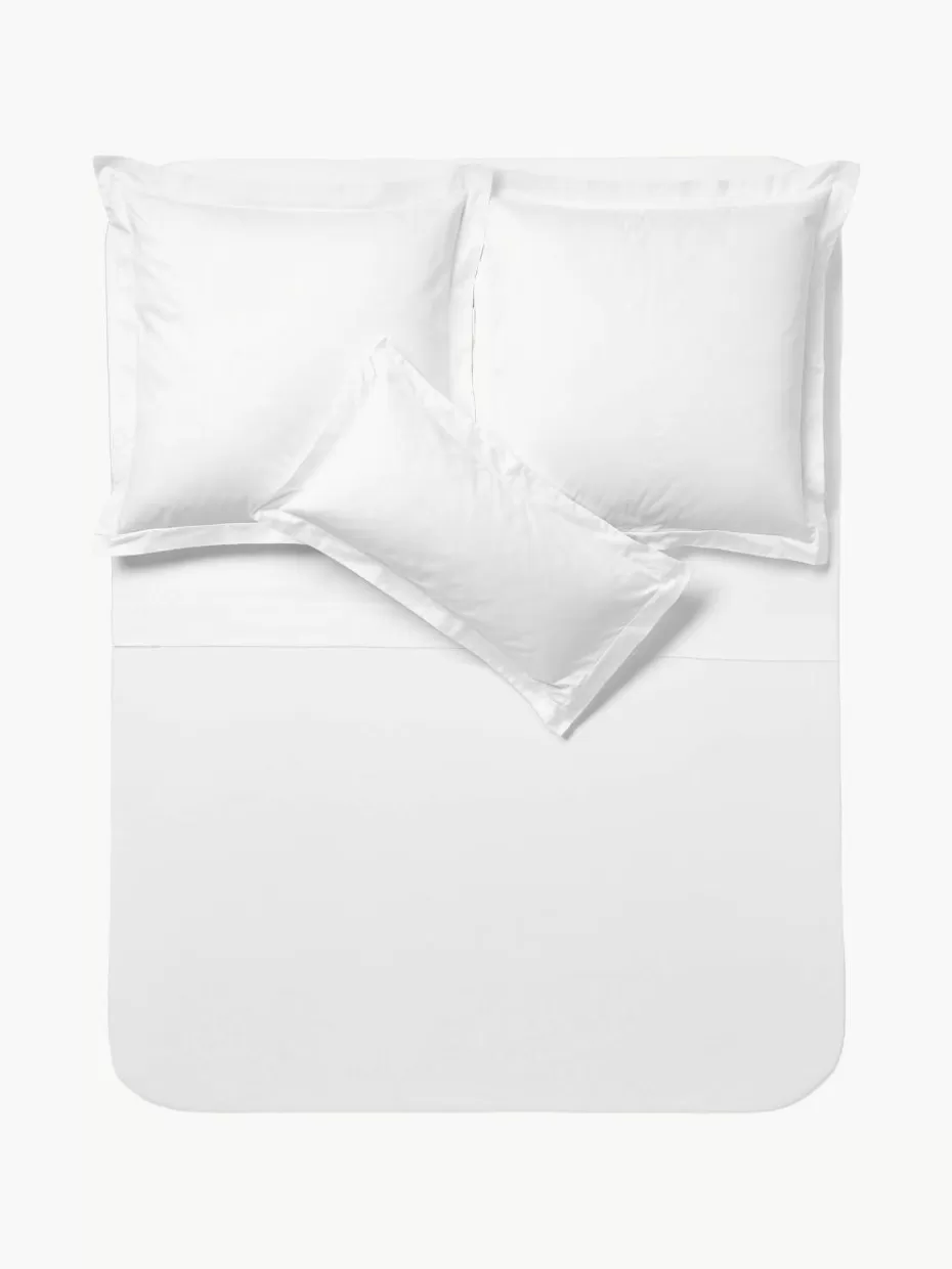 Betttücher-Westwing Collection Baumwollsatin-Betttuch Premium Weiß