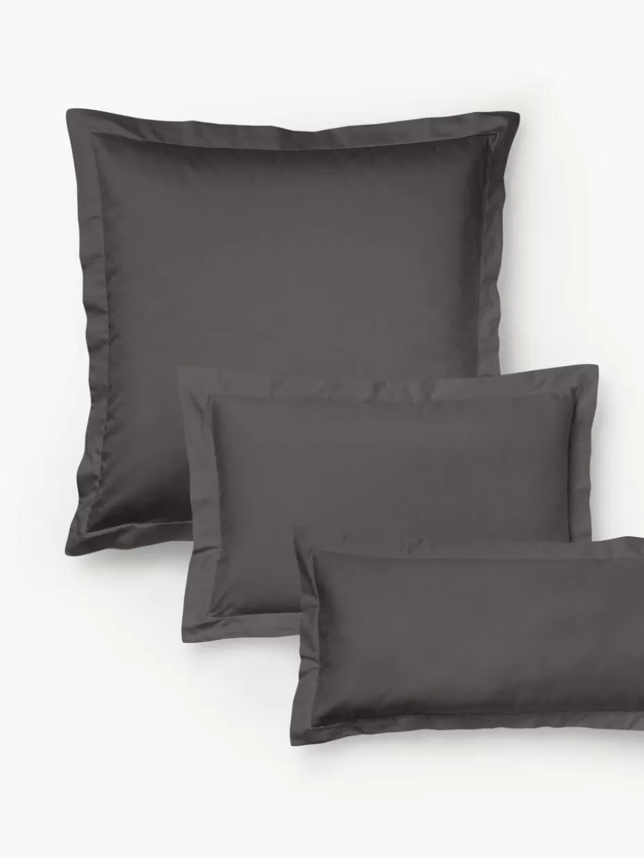Kopfkissenbezüge-Westwing Collection Baumwollsatin-Kopfkissenbezug Premium Dunkelgrau
