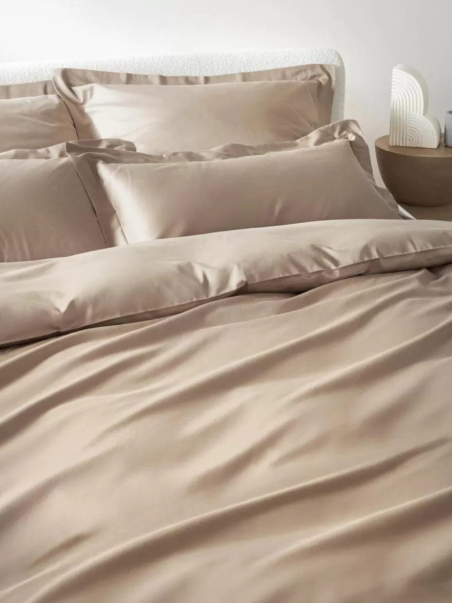 Kopfkissenbezüge-Westwing Collection Baumwollsatin-Kopfkissenbezug Premium Beige
