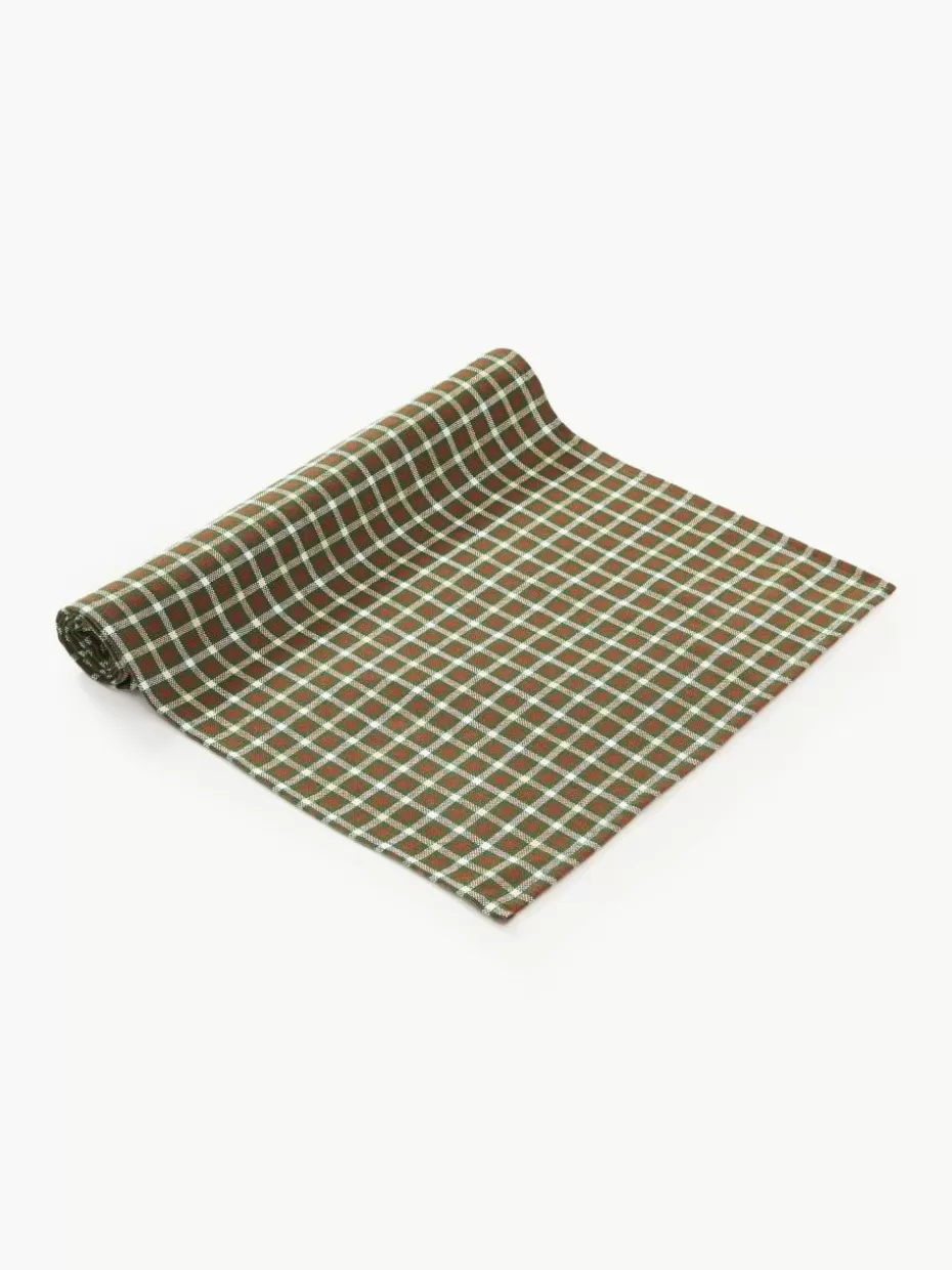 Weihnachtstischwäsche | Tischläufer-Westwing Collection Baumwoll-Tischläufer Ulla Dunkelgrün