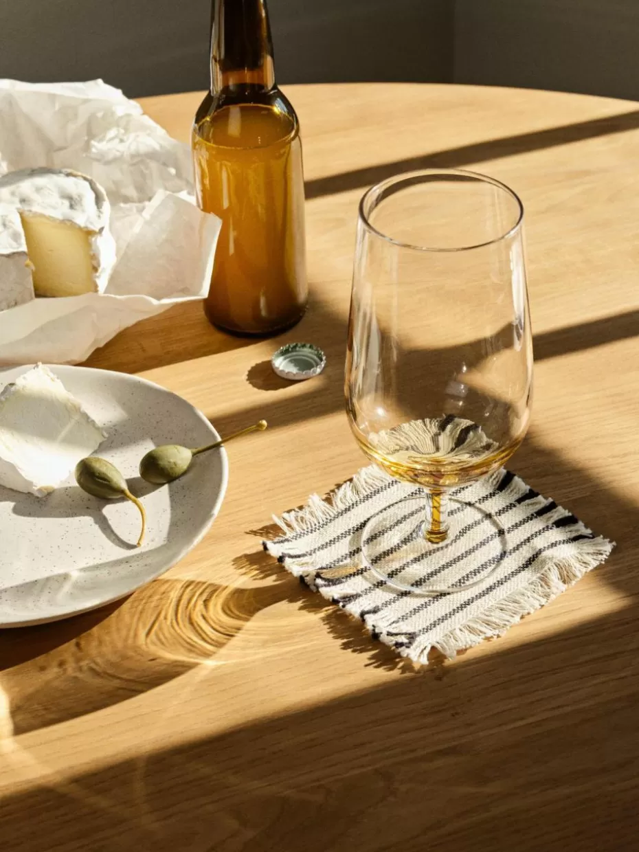 Untersetzer-Broste Copenhagen Baumwoll-Untersetzer Elouise mit Fransen, 4 Stück Off White, Anthrazit