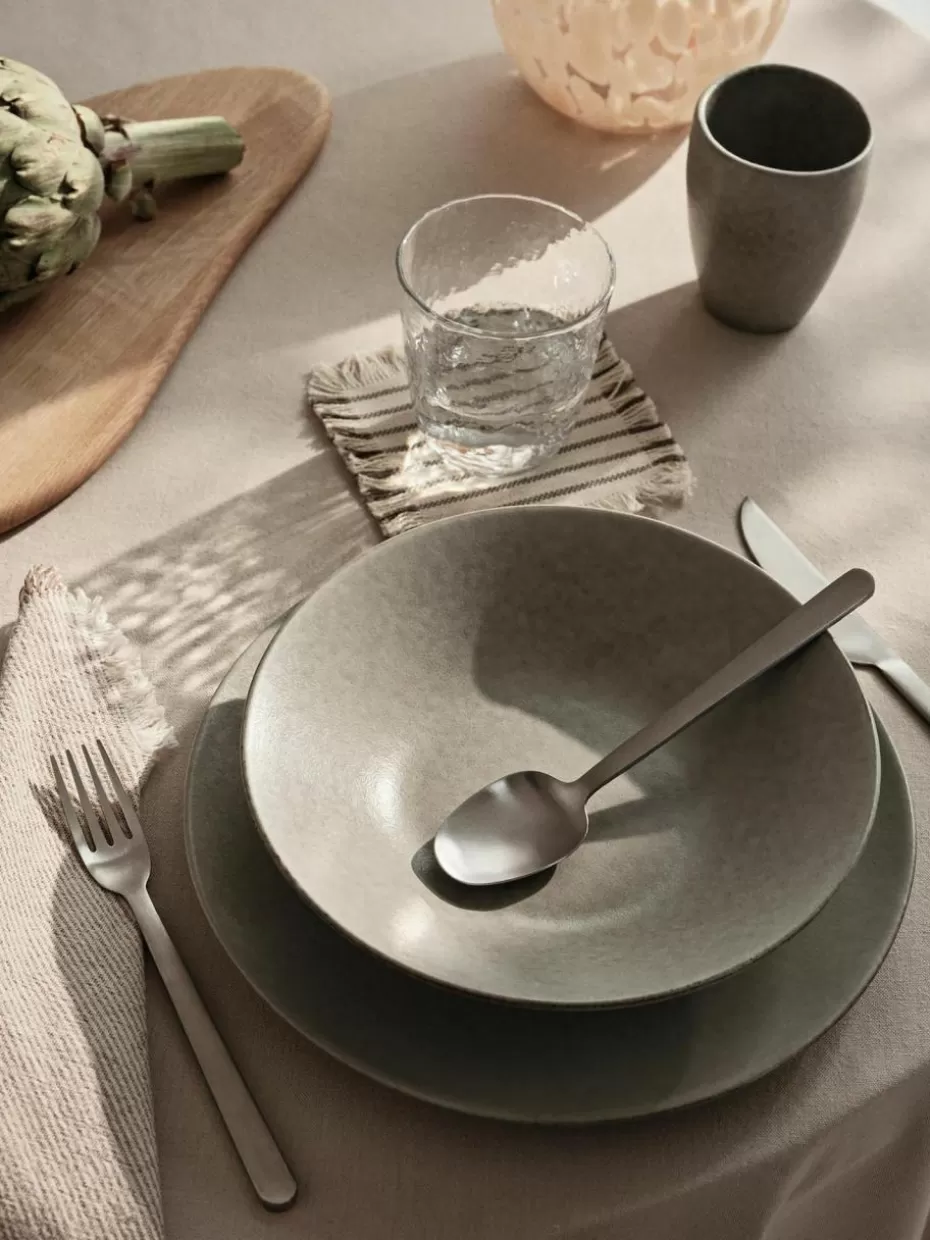 Untersetzer-Broste Copenhagen Baumwoll-Untersetzer Elouise mit Fransen, 4 Stück Cremeweiß, Taupe