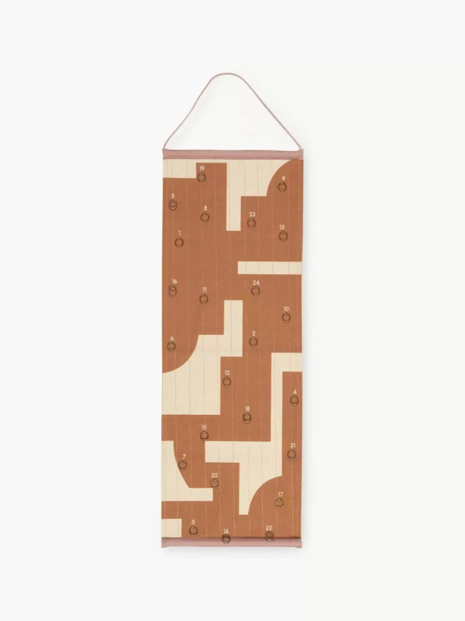 Adventsdeko | Adventskalender-Broste Copenhagen Baumwoll-Weihnachtskalender Karla Hellbraun, Cremeweiß