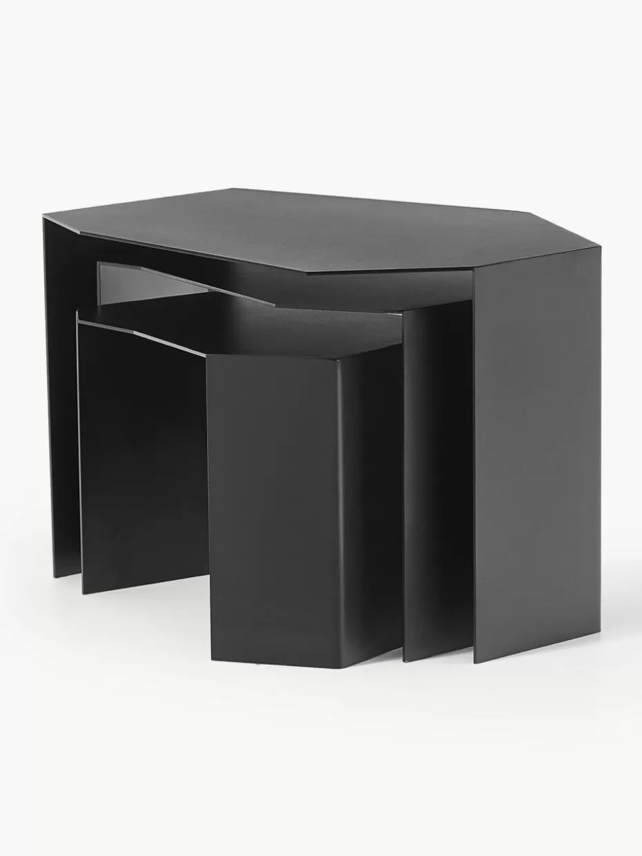 Beistelltische | Couchtische-ferm LIVING Beistelltische Shard in organischer Form, 3er-Set Schwarz, matt
