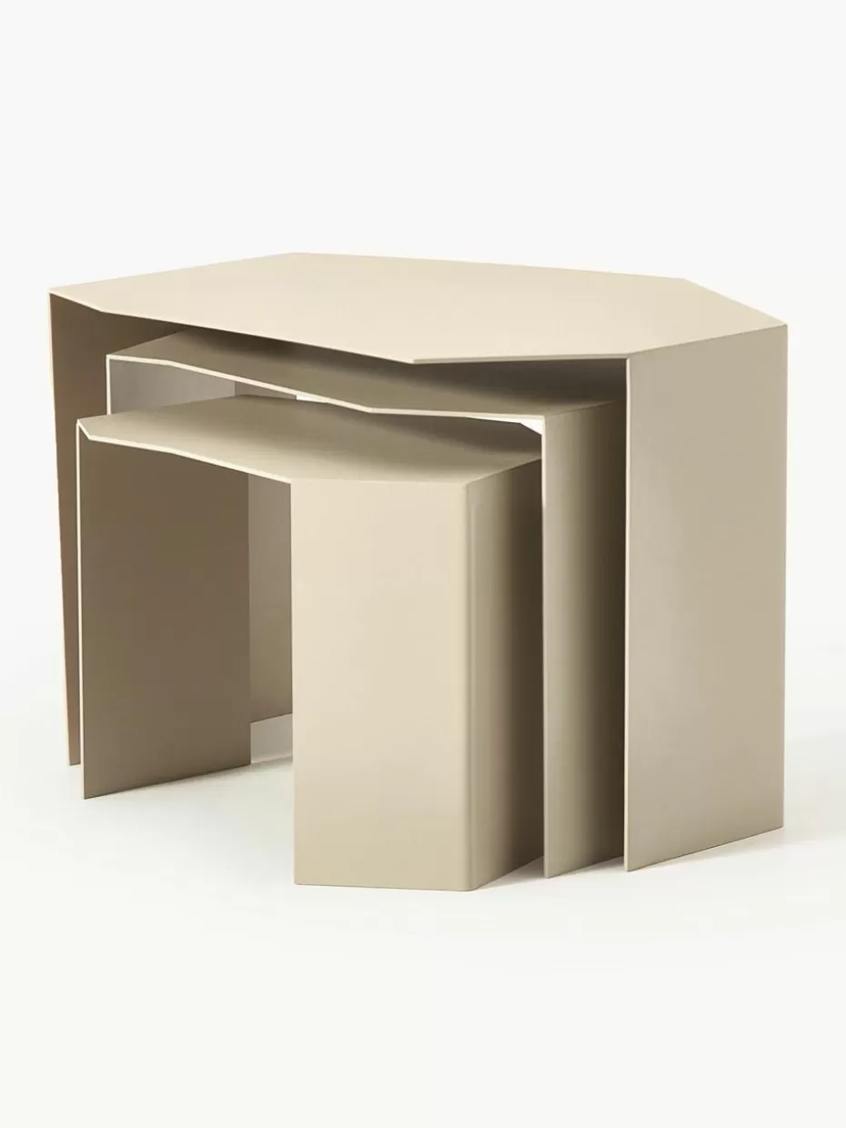 Beistelltische | Couchtische-ferm LIVING Beistelltische Shard in organischer Form, 3er-Set Hellbeige, matt