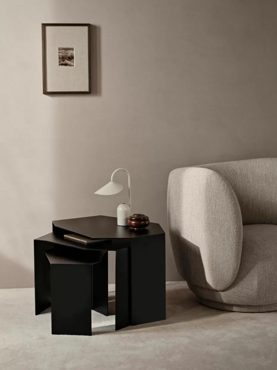 Beistelltische | Couchtische-ferm LIVING Beistelltische Shard in organischer Form, 3er-Set Schwarz, matt