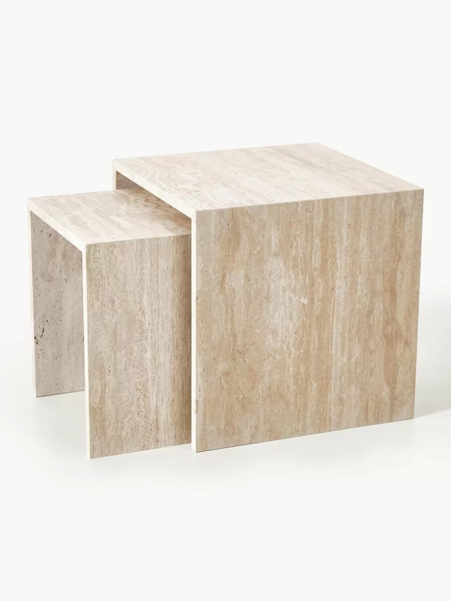 Beistelltische | Couchtische-Blomus Beistelltische Varu aus Travertin, 2er-Set