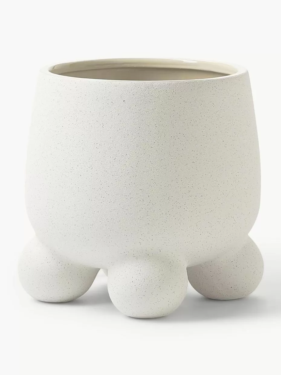 Blumentöpfe-Westwing Collection Übertopf Olea, H 26 cm Off White, matt