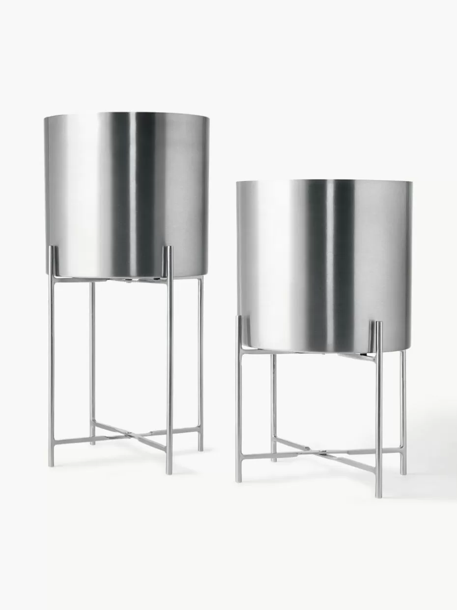 Blumentöpfe-Westwing Collection Übertöpfe Mina aus Metall, 2er-Set Silberfarben